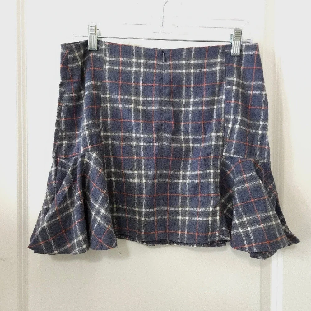 Hem & Thread Blue Plaid‎ Ruffle Hem Mini Skirt L3594 Mens Size Medium NEW